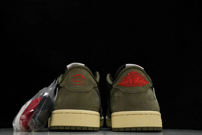 travis scott x air jordan 1 low "black olive" dm7866-002