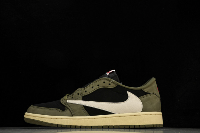 travis scott x air jordan 1 low "black olive" dm7866-002