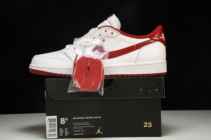 jordan 1 retro low white varsity red - 705329-101